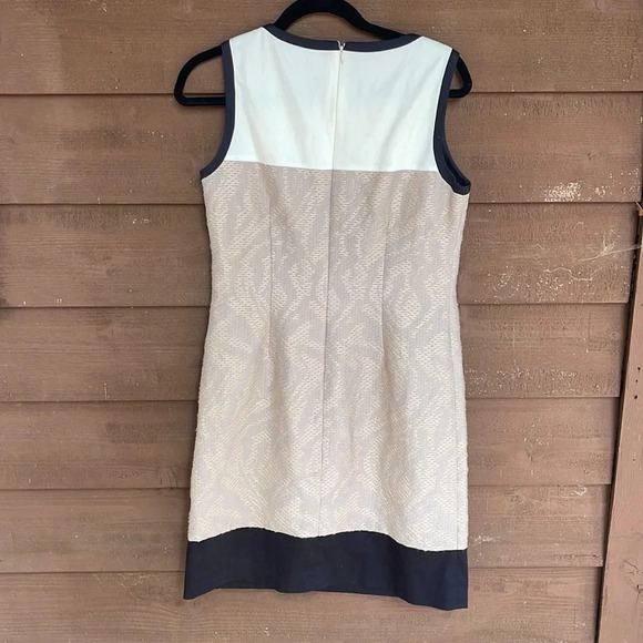 Tahari Arthur S Levine black, tan and cream sheath dress size 4 - Picture 2 of 7